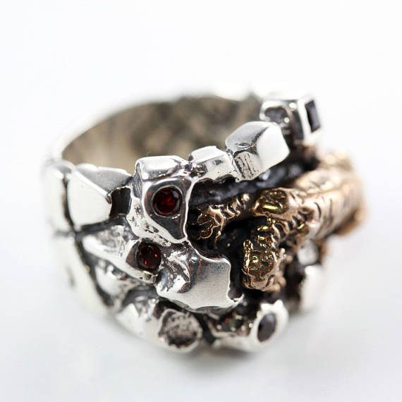 Tiger On The Rock Sterling Silver & Bronze Ring 3