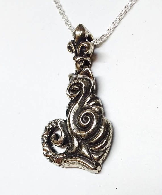 The Tribal Cat Silver Pendant 3