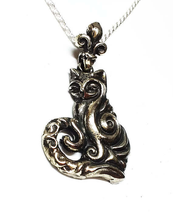 The Tribal Cat Silver Pendant