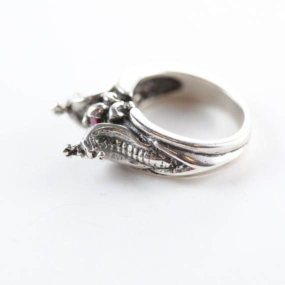 Twin Cobras Sterling Silver Ring 4