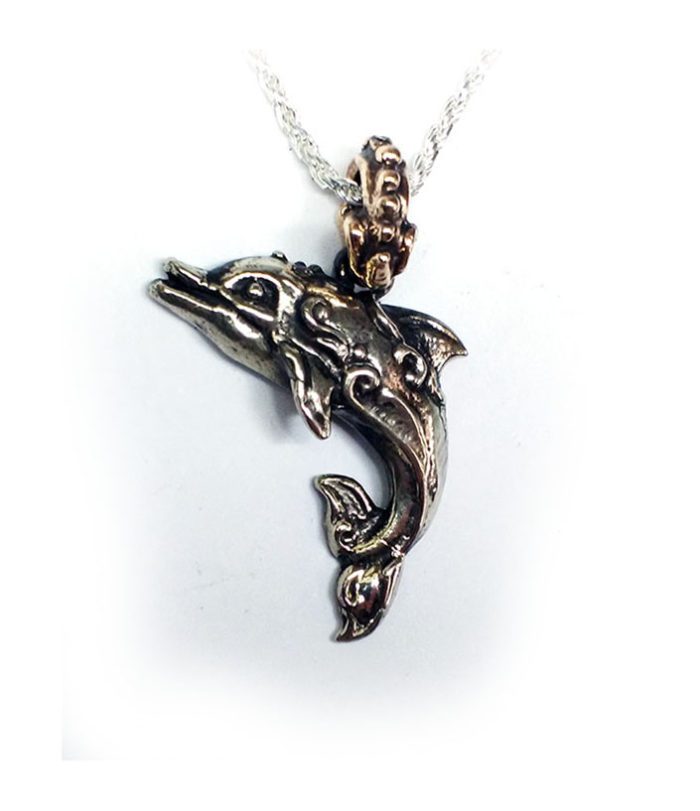 Smiling Dolphin Silver Pendant