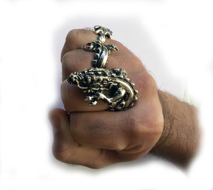 Dragon 3 finger Sterling Silver Ring 5