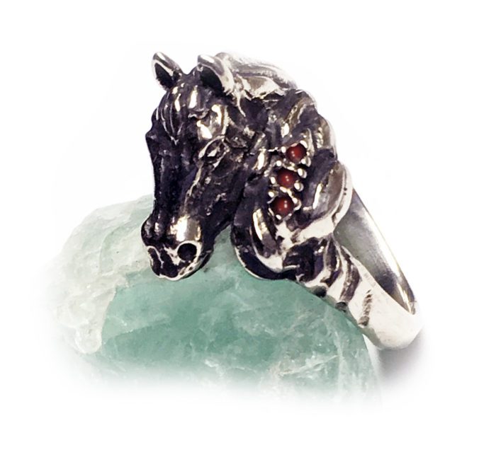 Horse with Tail Sterling Silver Ring 2