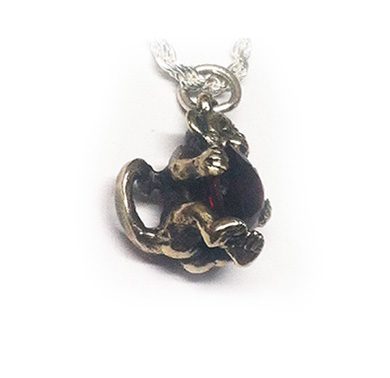 Baby Monkey With Heart Silver Pendant 4