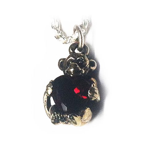 Baby Monkey With Heart Silver Pendant 2