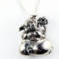 Sterling Silver Pig With Flower Pendant
