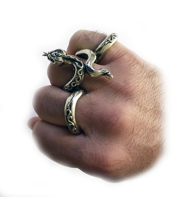 Snake wrapping on 3 fingers Sterling Silver Ring 2