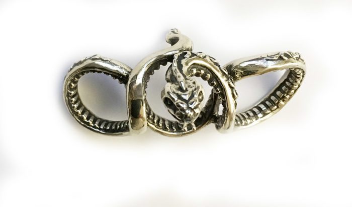 Snake wrapping on 3 fingers Sterling Silver Ring 4