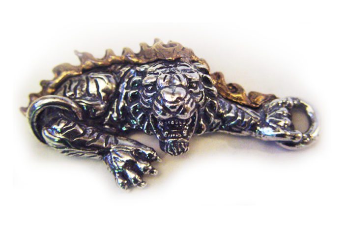 Sterling Silver & Bronze Tiger Pendant