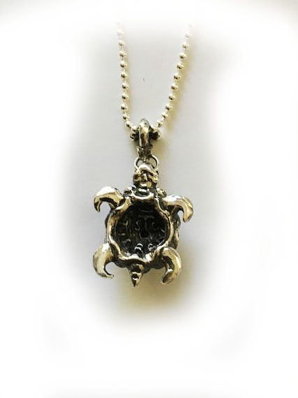 Turtle With Ruby Silver Pendant 2
