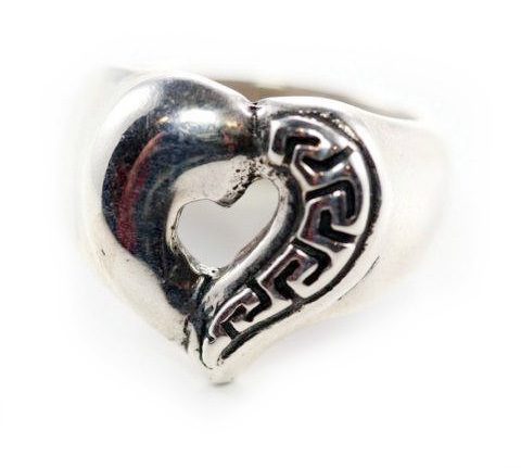 Patterns Style Heart Sterling Silver Ring