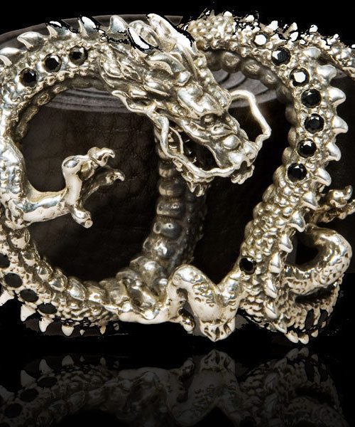 Dragon Belt Buckle With Onyx Stones