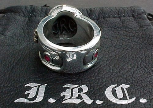 Red Eye Skull cross ring with rubies 3