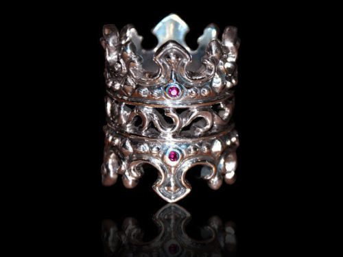 Double Crown .925 Ring with Rubies