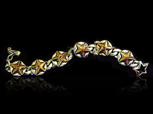 Star Link Bracelet with Ruby Stones