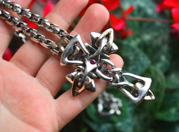Celtic Rose-Cross Silver Necklace 4