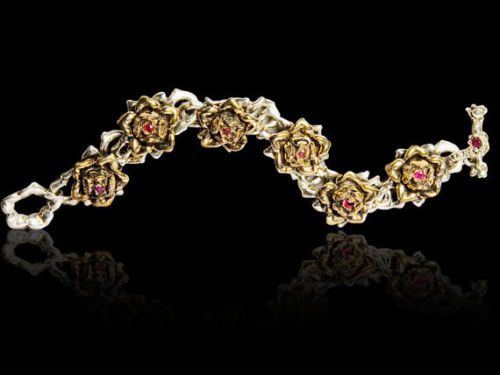 Imperial Rose Link Bracelet with Rubies
