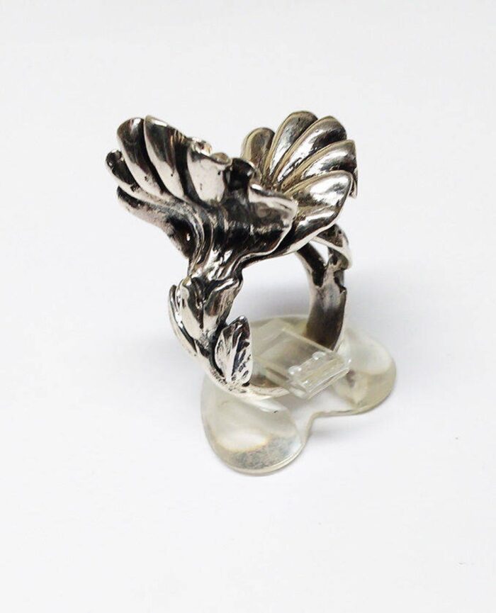 April Birth Flower Sweet Pea Silver Ring 2