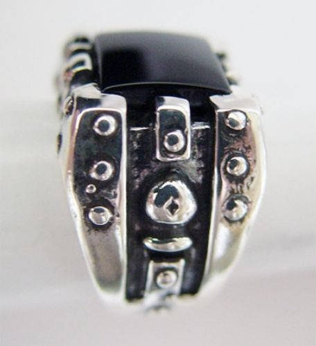 Chess Silver Ring With Onyx Stone 3