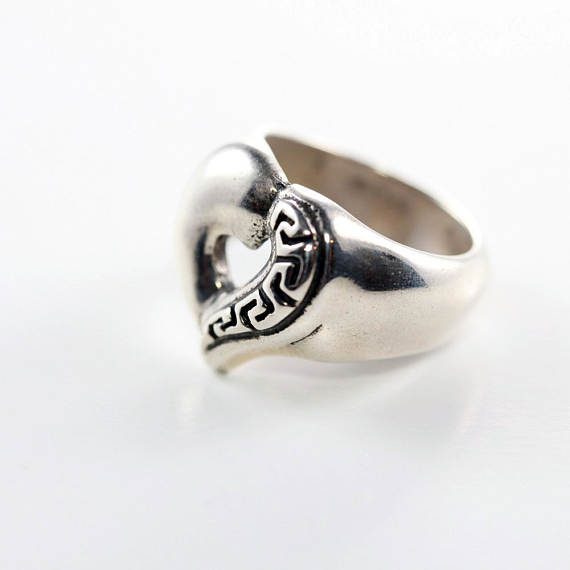 Patterns Style Heart Sterling Silver Ring 3