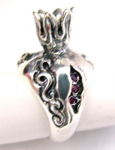 Pomegranate For Man Silver Ring 2