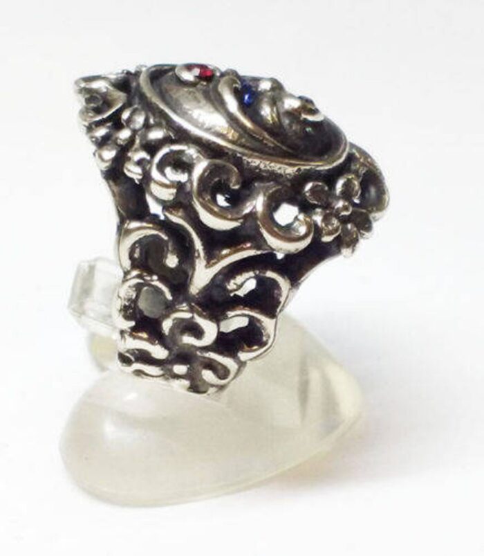 Yin Yang With Flowers Silver Ring 2
