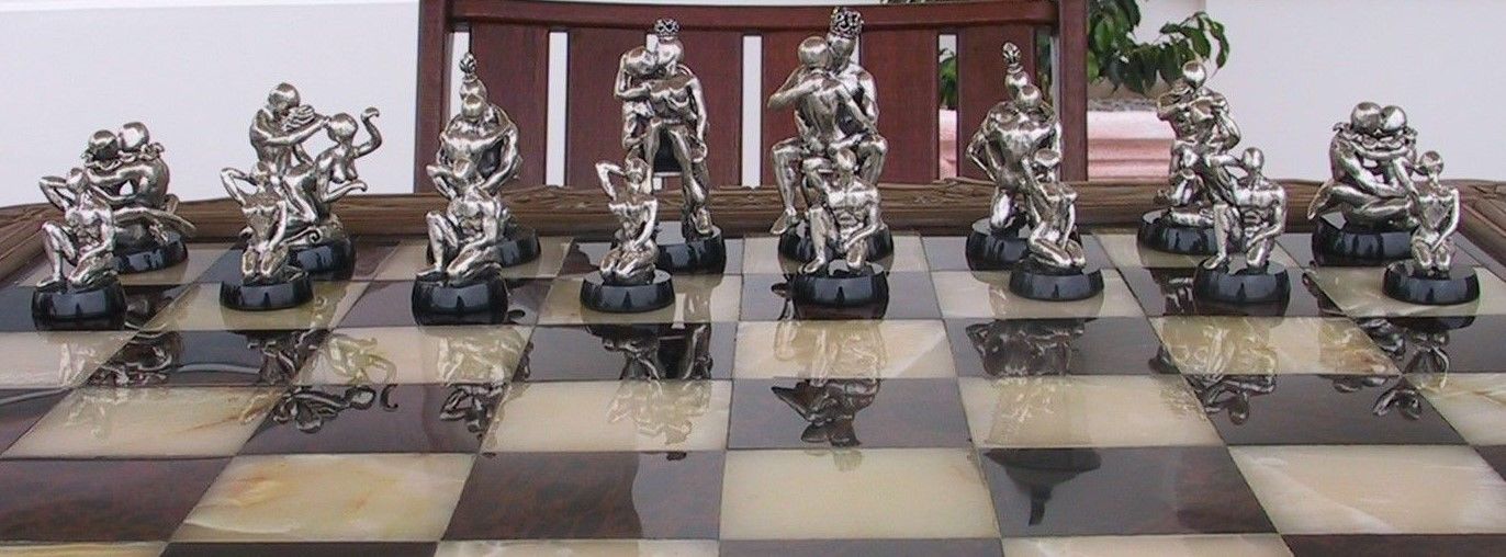Tigrani Modern Erotic Sterling Silver Chess Set