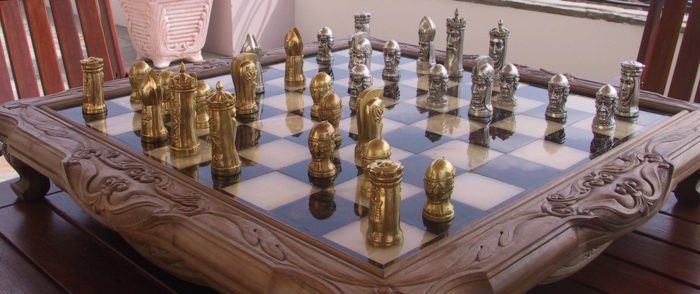 Tigrani Faces Version #1 Sterling Silver Chess set