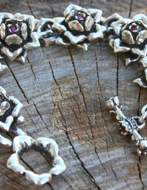 Imperial Rose Silver Bracelet with Rubies