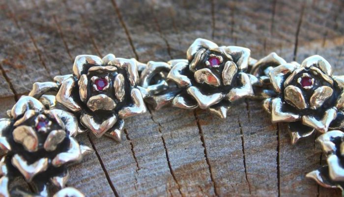 Imperial Rose Silver Bracelet with Rubies 2