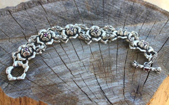 Imperial Rose Silver Link Bracelet with Rubies 2
