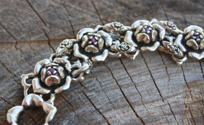 Imperial Rose Silver Link Bracelet with Rubies 6