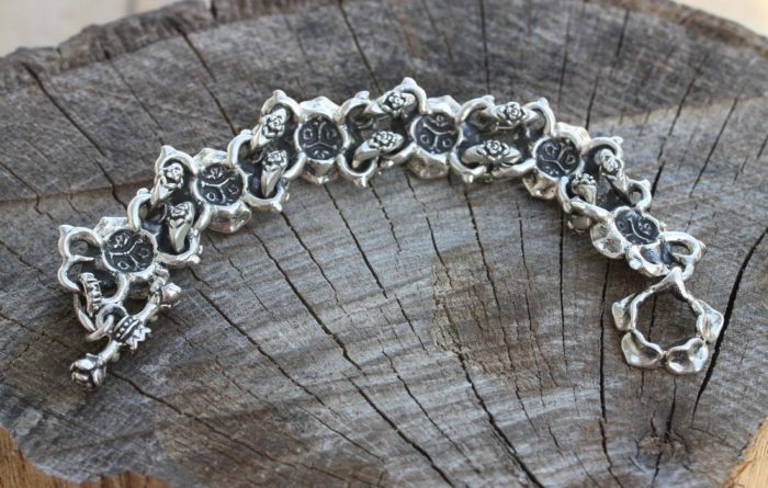Imperial Rose Silver Link Bracelet with Rubies 4