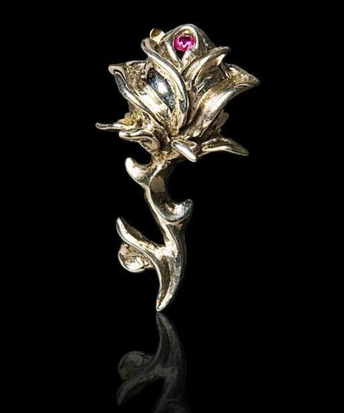Small Rose Pendant With Ruby Stone