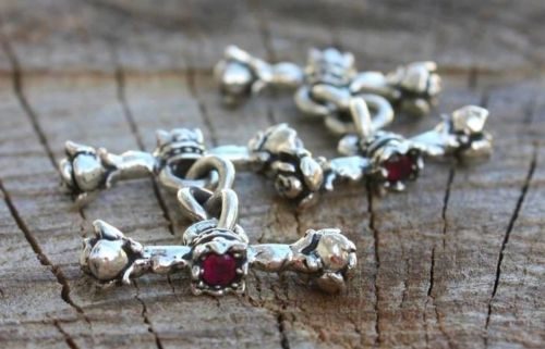 Rose and Crown Cufflinks with Ruby Stones