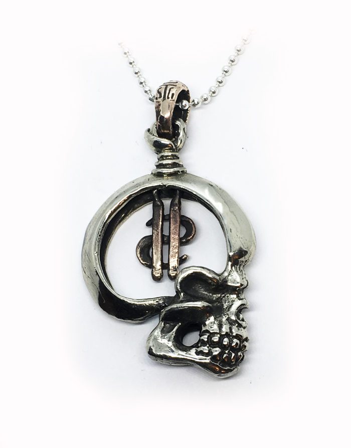 Skull with Money Sterling Silver Pendant 2