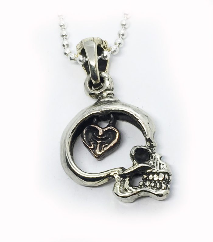Skull Heart Sterling Silver Pendant 2