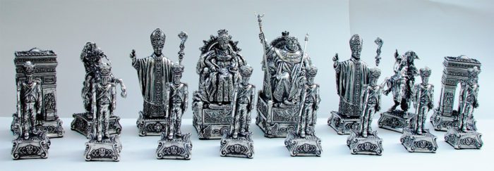 French Historical Sterling Silver Chess Set "Napoleon" 8