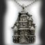 Halloween Haunted House Sterling Silver Pendant