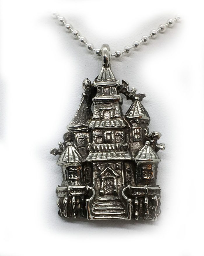 Halloween Haunted House Sterling Silver Pendant 5