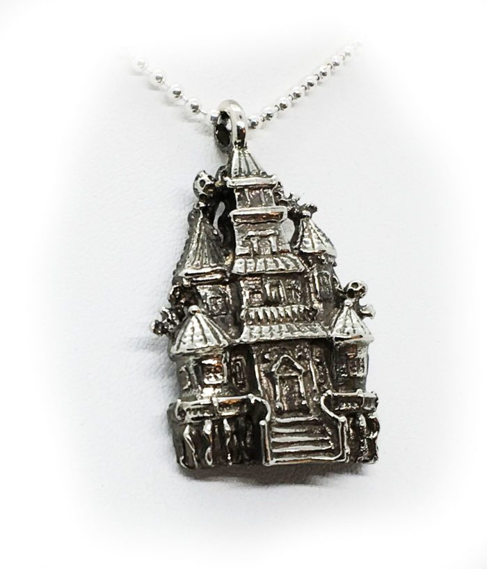 Halloween Haunted House Sterling Silver Pendant 2