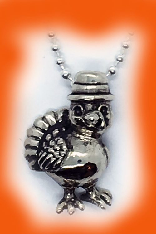 Thanksgiving Baby Turkey Silver Pendant