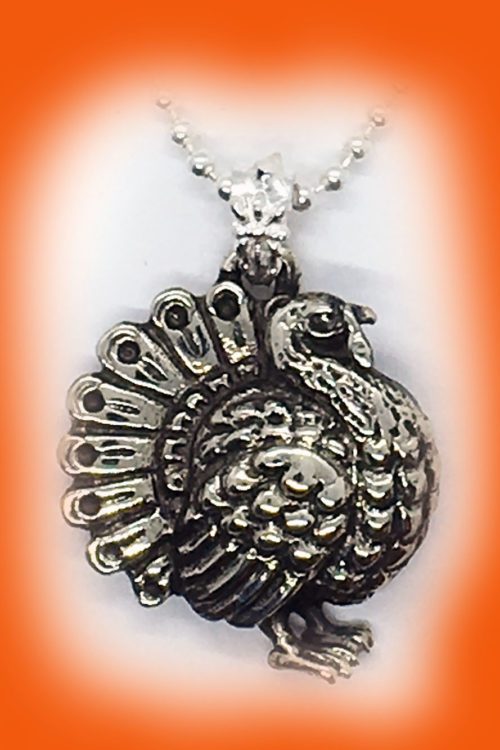 Thanksgiving Turkey Sterling Silver Pendant