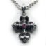 Gothic Cross with Ruby Stone Silver Pendant
