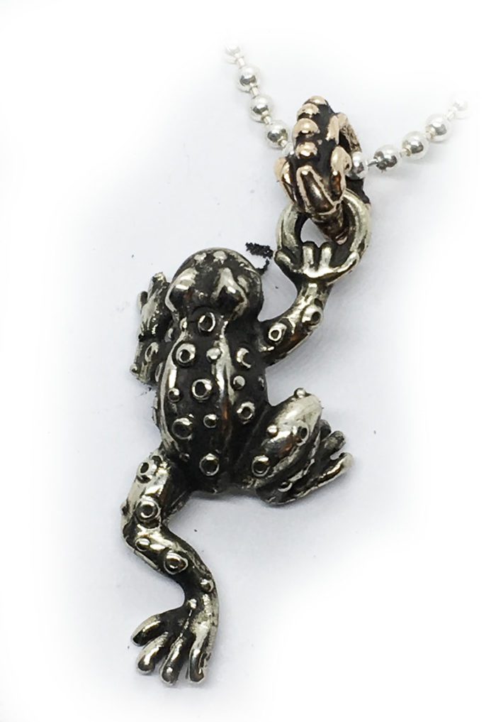Good Luck Frog Silver Pendant