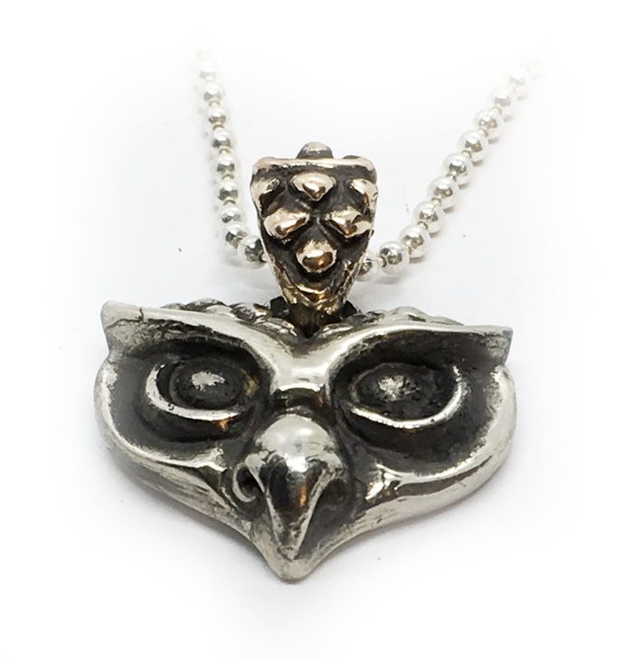 Heart Owl Silver Pendant 2