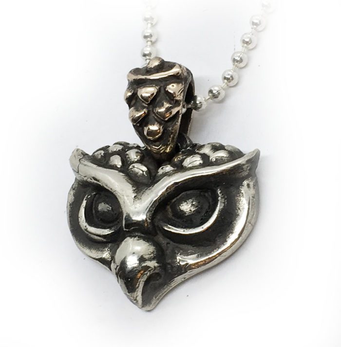 Heart Owl Silver Pendant 3