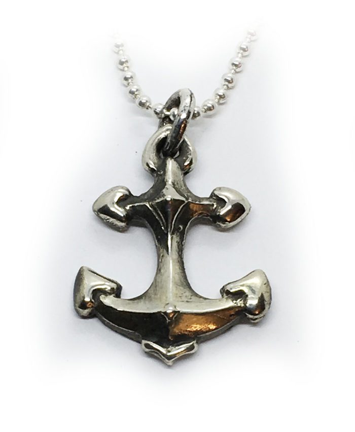 Anchor with Hearts Silver Pendant