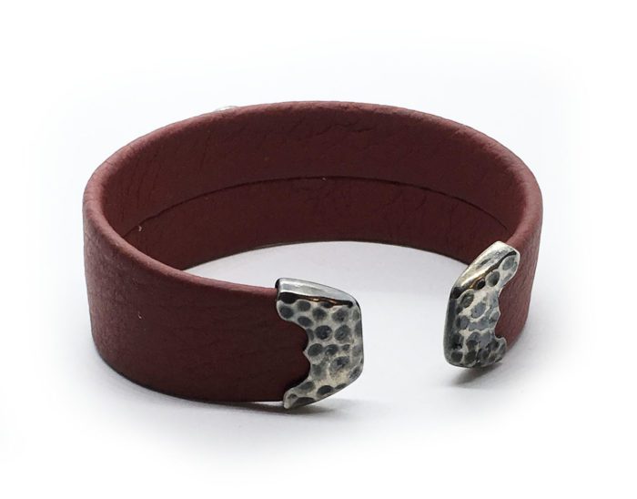 Red Leather Bracelet with Sterling Silver 2