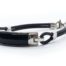 Sterling Silver Leather Bracelet with Onyx Stone